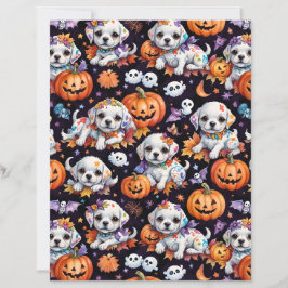 Söt malteser-valp Halloween-scrapbokspapper