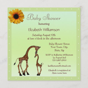 Söt mamma & baby giraff Neutral grön baby shower Inbjudningar