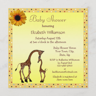 Söt mamma & baby giraff Neutrala Bebis Shower Inbjudningar