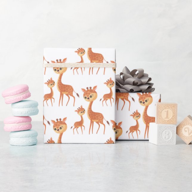 Söt Mamma baby giraffe tiled party Presentpapper (Baby Shower)