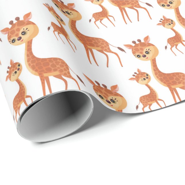 Söt Mamma baby giraffe tiled party Presentpapper (Rullad Hörn)
