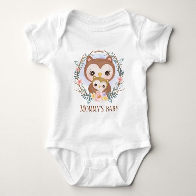 Söt Mamma baby uggla T Shirt (Framsida)