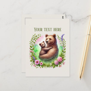 Söt mamma babybjörn lägg till text vykort