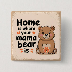 Söt Mamma Bear Mors dag-citat Knapp