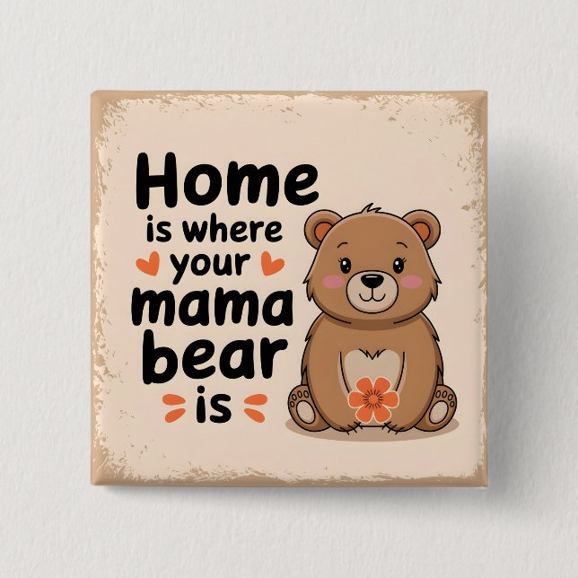 Söt Mamma Bear Mors dag-citat Knapp (Framsida)