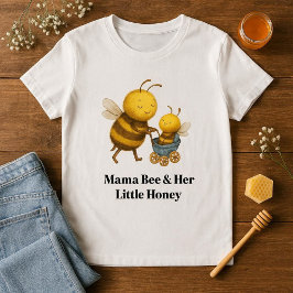 Söt Mamma Bina & Hennes Lille Honey Mors Dag T Shirt