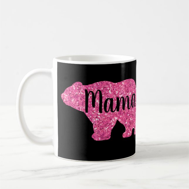 Söt Mamma björndesign mors dag presentsvart Kaffemugg (Vänster)