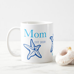 Söt mamma blå sjöstjärna strandkaffemugg kaffemugg