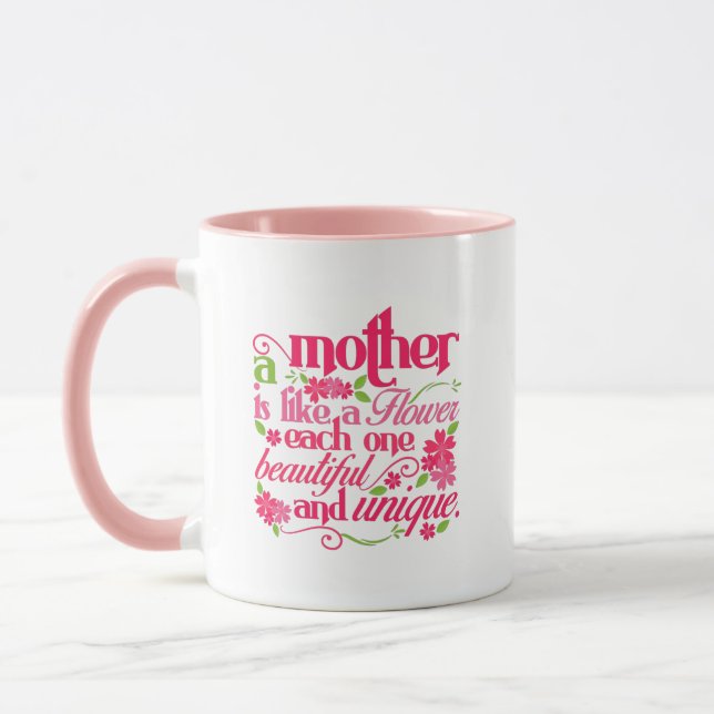Söt mamma blomma ordkonst  mugg (Vänster)