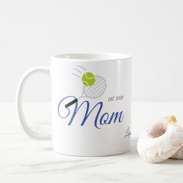 Söt mamma Est. Tennisracketboll present till mamma Kaffemugg (Med munk)