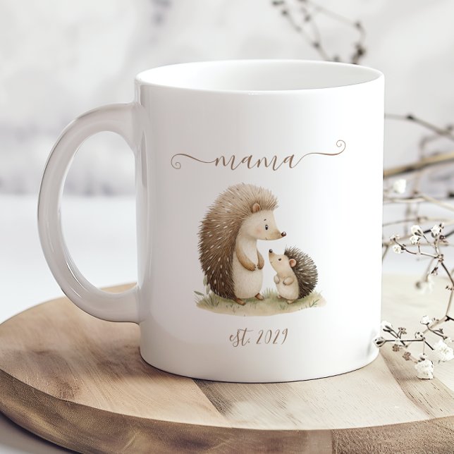 Söt mamma etablerade akvarell igelkottar kaffemugg (Skapare uppladdad)