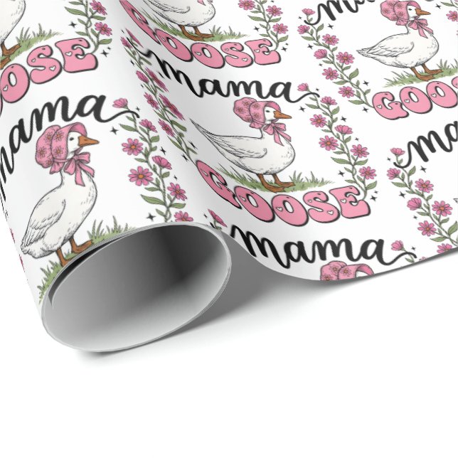 Söt mamma gås kakel mönster  presentpapper (Rullad Hörn)