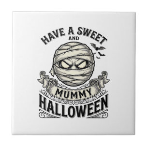 Söt Mamma Halloween Vintage Vektor Design_1 Kakelplatta
