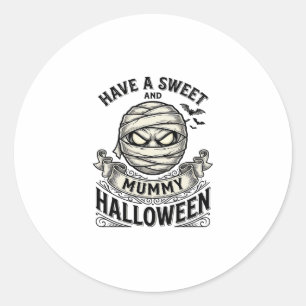 Söt Mamma Halloween Vintage Vektor Design_1 Runt Klistermärke