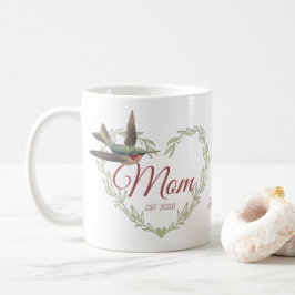 Söt Mamma Hjärta Kolibri Sagegrön Kaffe Mugg