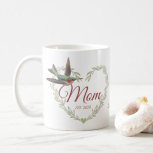 Söt Mamma Hjärta Kolibri Sagegrön Kaffe Mugg
