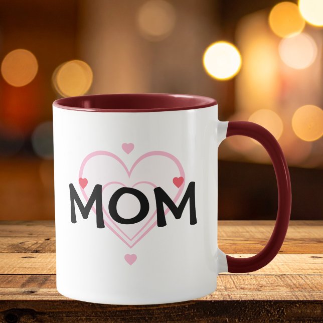 Söt MAMMA Hjärta Röd Personlig Mugg (Personalize this mug, replace the word, Mom, with Auntie, Gram, or order as is.)