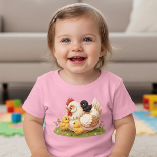 Söt mamma höna kyckling gård djur småbarn t-shirt
