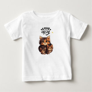 Söt mamma katt med ungar – Bedårande katfamilj C T Shirt