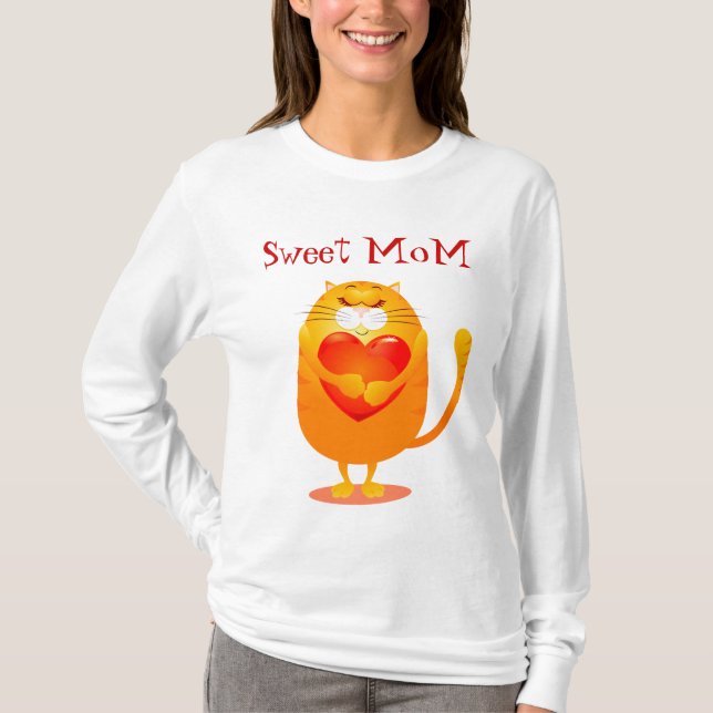 Söt Mamma, lustig katt i kärlek. T-shirt (Framsida)