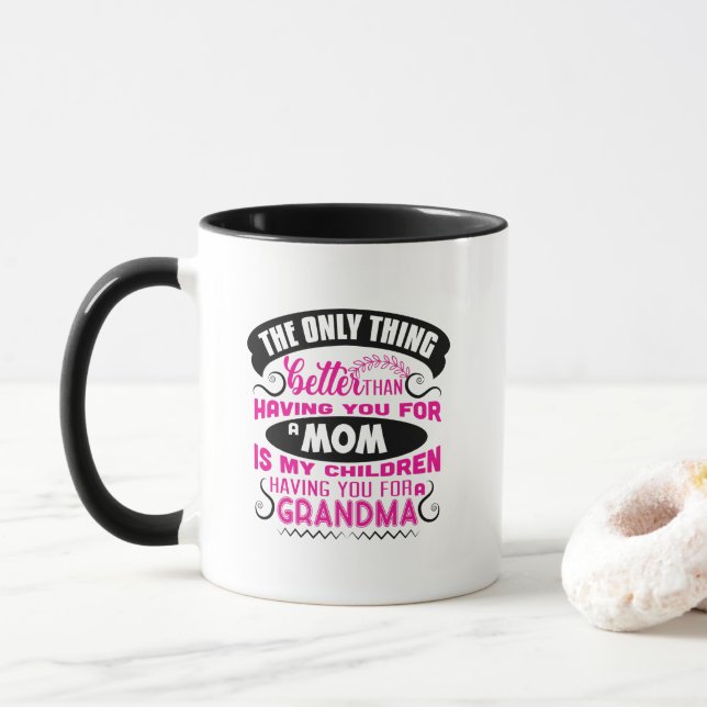 Söt mamma mormor word art  mugg (Med munk)