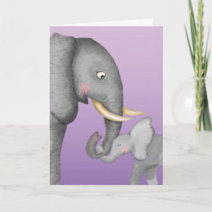 Söt mamma och baby elefant Mothering Sunday-kort Kort