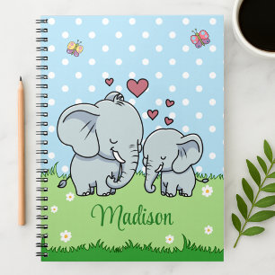 Söt mamma och baby elefant, Personlig Anteckningsbok
