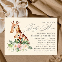 Söt mamma och baby giraff baby shower