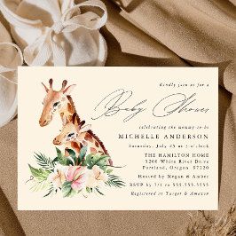Söt mamma och baby giraff baby shower inbjudningar