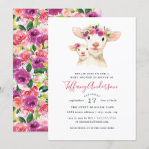Söt mamma och baby lamm Blommig baby shower