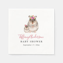 Söt mamma och baby mus blomster baby shower servet