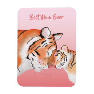 Söt mamma och baby tiger magnet