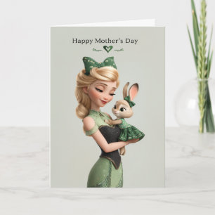 Söt mamma och babykanin Glad mors dag Kort