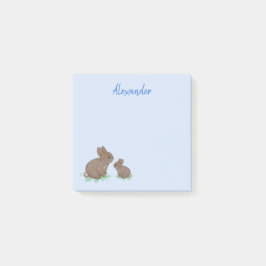 Söt mamma och babykanin i klöverblå post-it block