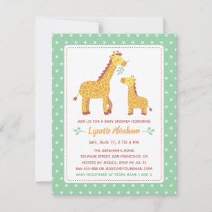 Söt mamma och barn giraff baby shower inbjudningar