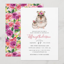 Söt mamma och bebismus blommande baby shower