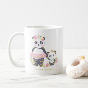 Söt mamma och dotter ballerina Pandas Blommig Kaffemugg