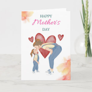 Söt mamma och dotter kärleksillustration kort