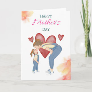 Söt mamma och dotter kärleksillustration kort