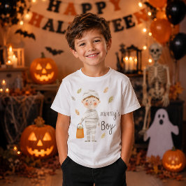 Söt Mamma Pojke Halloween Bus eller Godis T Shirt
