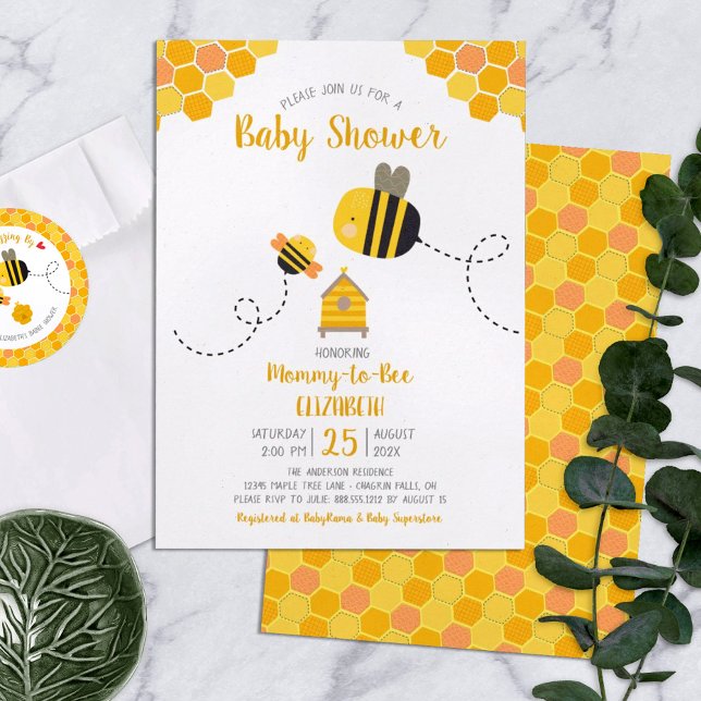 Söt Mamma till Bee Bumblebee Baby Shower Inbjudningar (Skapare uppladdad)