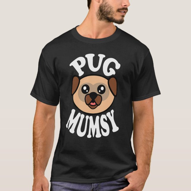 Söt Mamma till Pug T Shirt (Framsida)