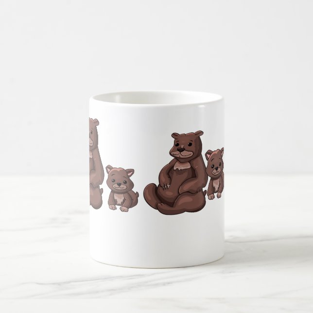 Söt mammabjörn och unge illustration kaffemugg (Center)