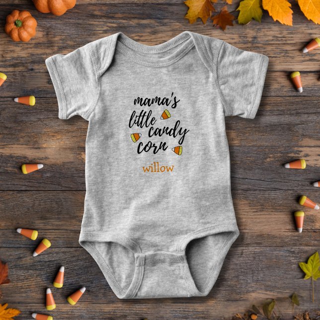 Söt mammas lilla sockerdrickepige baby bodysuit t shirt (Add your little candy corn's name)
