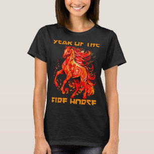 Söt mån häst eld år ja ny kinesisk glad t shirt