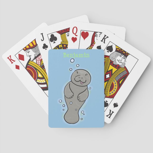 Söt manatkalv med bubblor illustration casinokort (Baksidan)