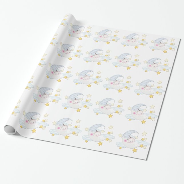 Söt månbaby shower presentpapper (Utrullad)