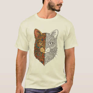 Söt Mandala Konstnärlig Blommande Katt Ansikte T-S T Shirt