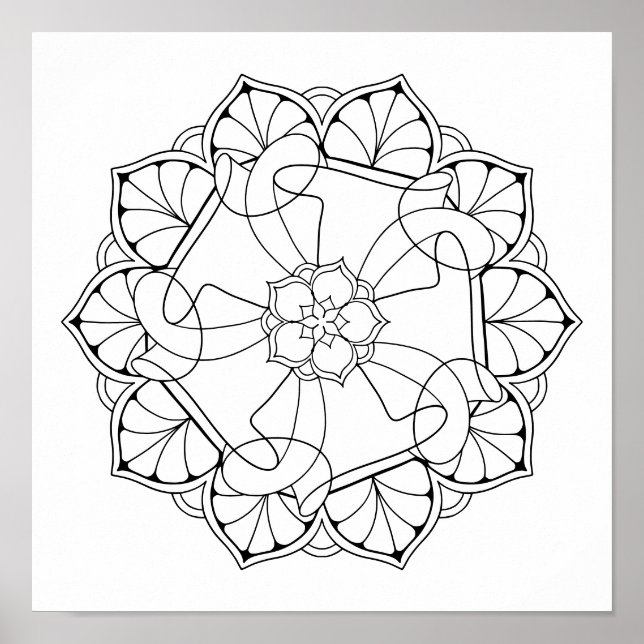 Söt Mandala Vuxen Coloring Poster (Framsidan)