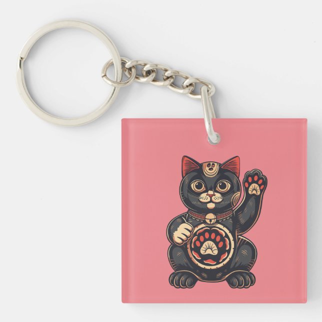 Söt Maneki Neko-kattutskrift japansk (Framsidan)